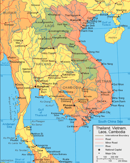Carte Vietnam et Cambodge
